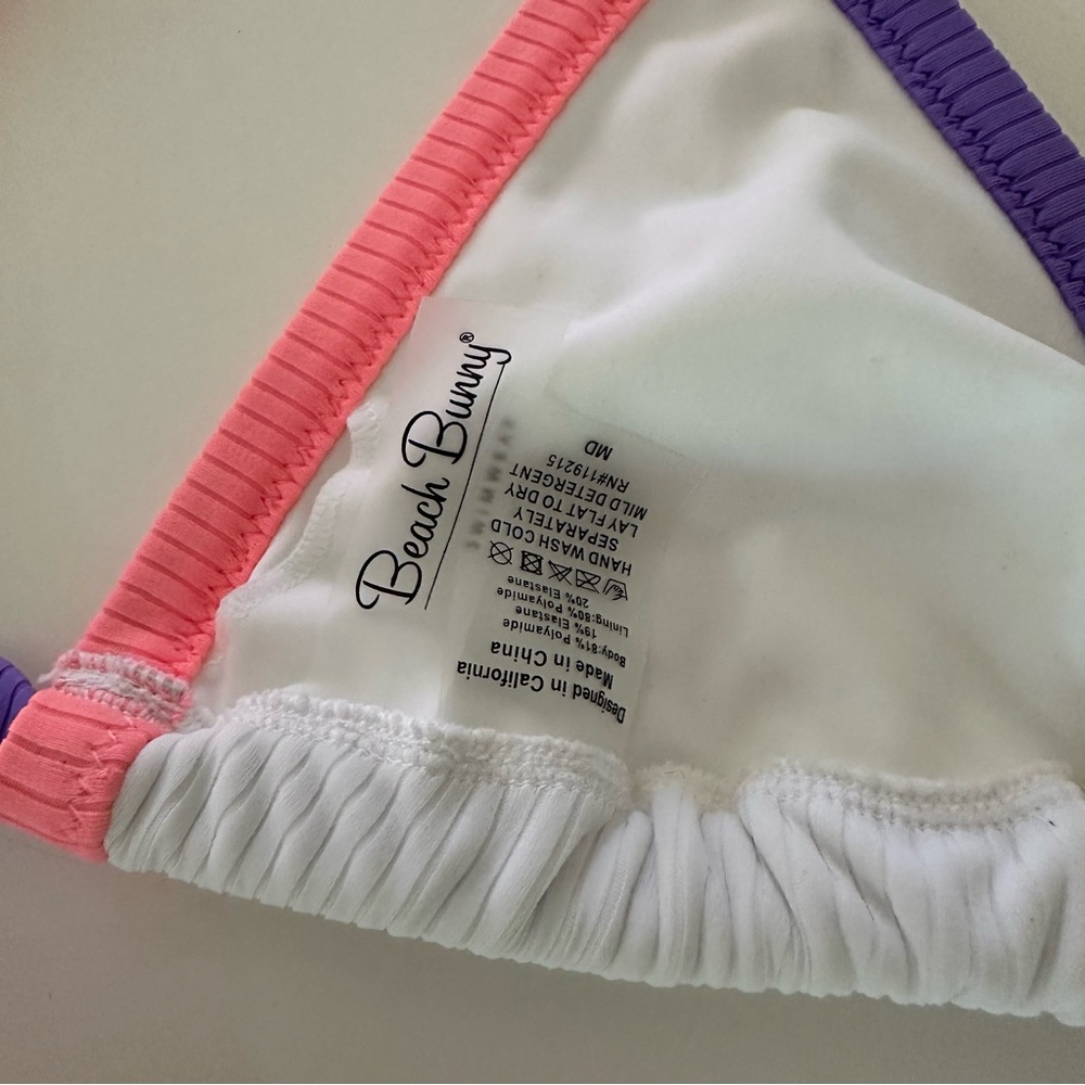 NWOT Beach Bunny Colorblock Bikini in Purple, White, and Pink M - Picture 5 of 9